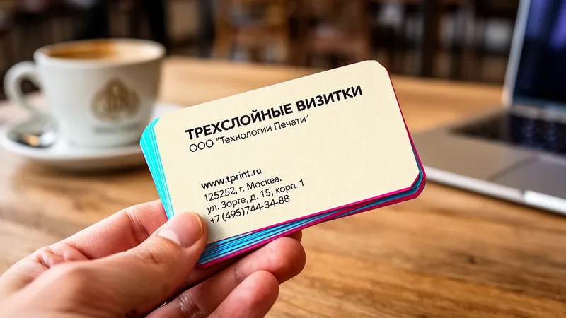 Трехслойные визитки дешево